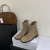 Южная Корея ДунДэмун толстый каблук короткие ботинки женские тонкие ботинки 2025 осень и зима новая квадратная голова молния для работы простые ботинки