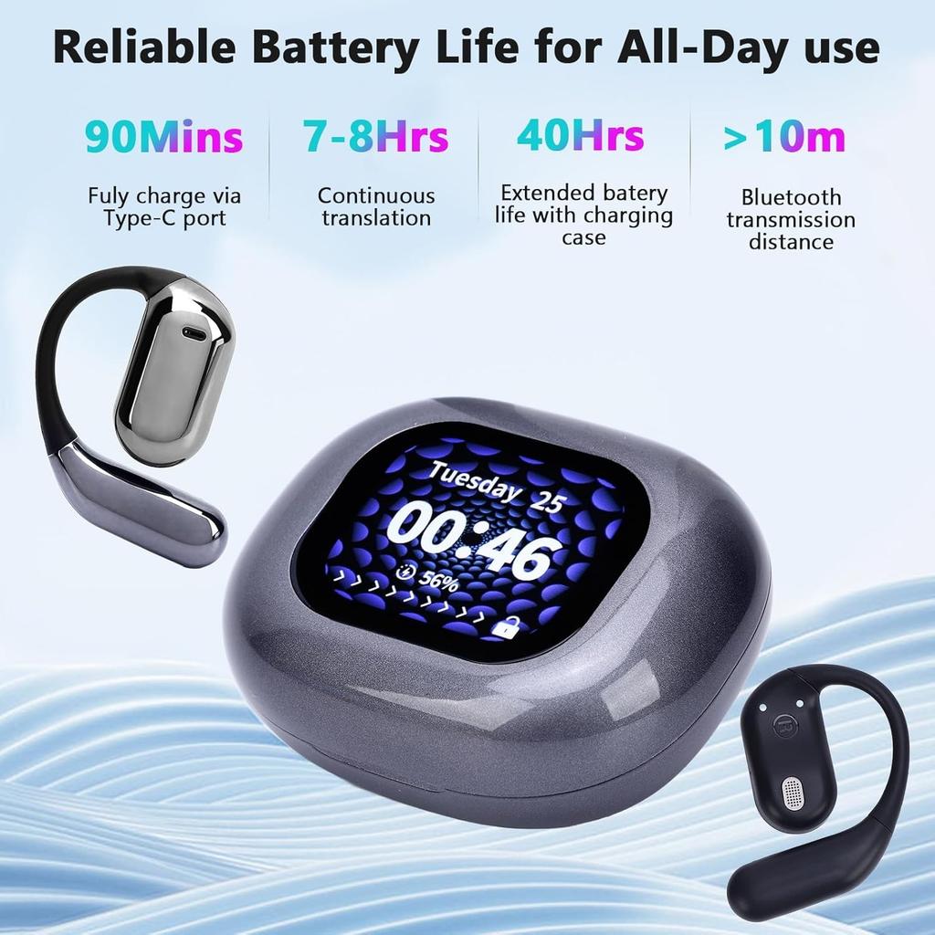 Наушники-переводчики AI с сенсорным экраном в реальном времени, 144 онлайн-переводчика, 3 в 1, беспроводные наушники Bluetooth 5.4 для деловых поездок