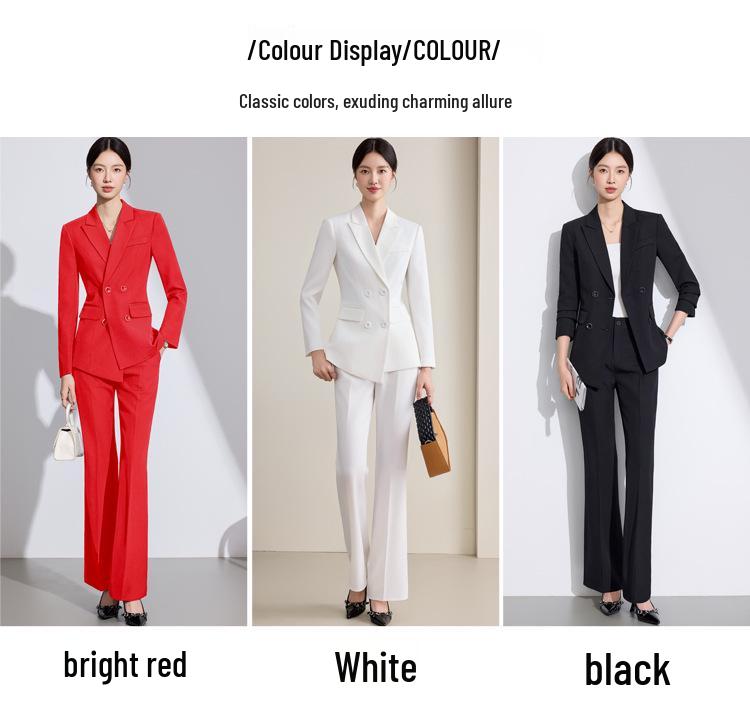 Женский высококлассный белый костюмный набор для осени/зимы - Элегантная деловая формальная одежда