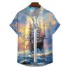 Summer Shirt For Men Lighthouse 3d Printed Men‘S Clothing Loose Oversized Shirt Beach Party Short Sleeved Tops Hawaii Sweatshirt