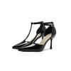 Red High Heels Women Shoes Hollow Pointed Toe Pumps Fashion T-type Ankle Buckle Strap Ladies  New Sexy Party Dress Shoes