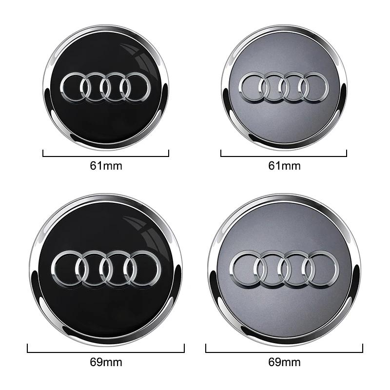 For Audi A5 60/61/68/69mm Car Emblem Wheel Hub Caps Hubcap Badge Styling For Audi B5 B6 B7 B8 B9 A3 8P 8V 8L A5 A6 C6 C5 C7 4F A1 A7 A8 Q2
