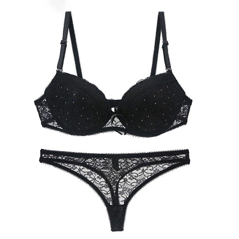 Women Lace Floral Bralette Balcony Padded Push Up Bra Sets Underwear Panties