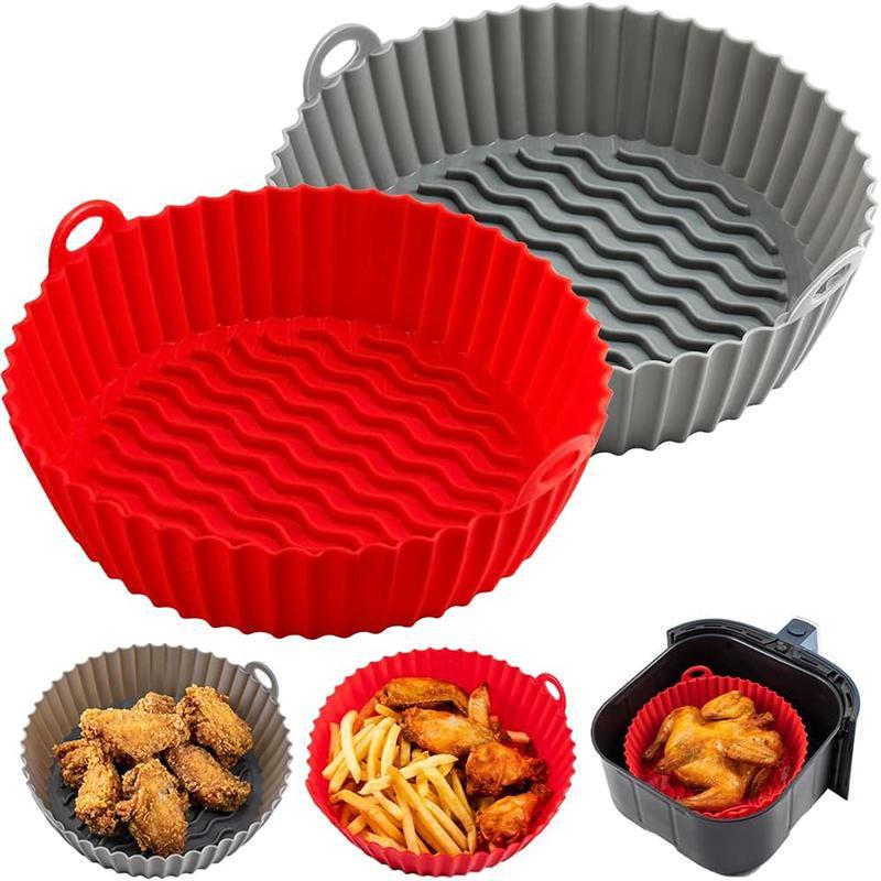 Air Fryer Silicone Pad Microwave Baking Tray Pizza Grill Pan Silicone Mat Reusable Air Fryer Liner Pot Airfryer Accessories