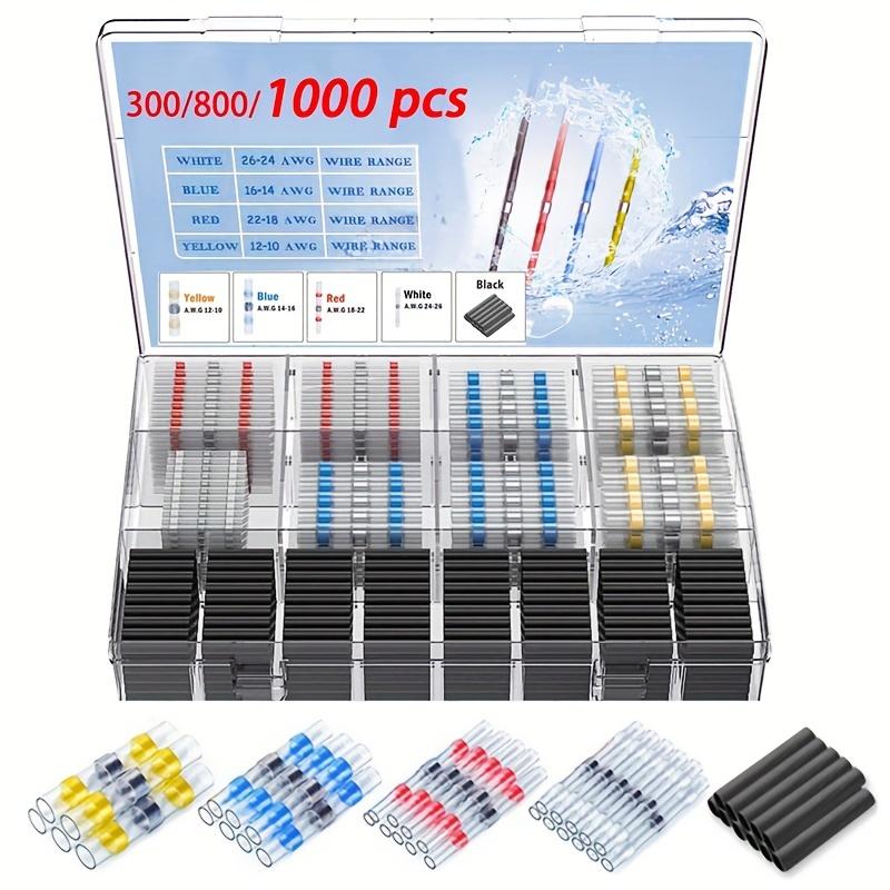 300/800/1000Pcs Waterproof Solder Seal Wire Connectors Terminals Splice Electrical Copper Kit Heat Shrink Automotive Marine Insulated