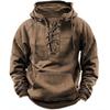 Fashion Mens Hooded Sweatshirts Lace-up Drawstring Long Sleeve Loose Hoodies Men Streetwear Vintage Solid Color Hoodie