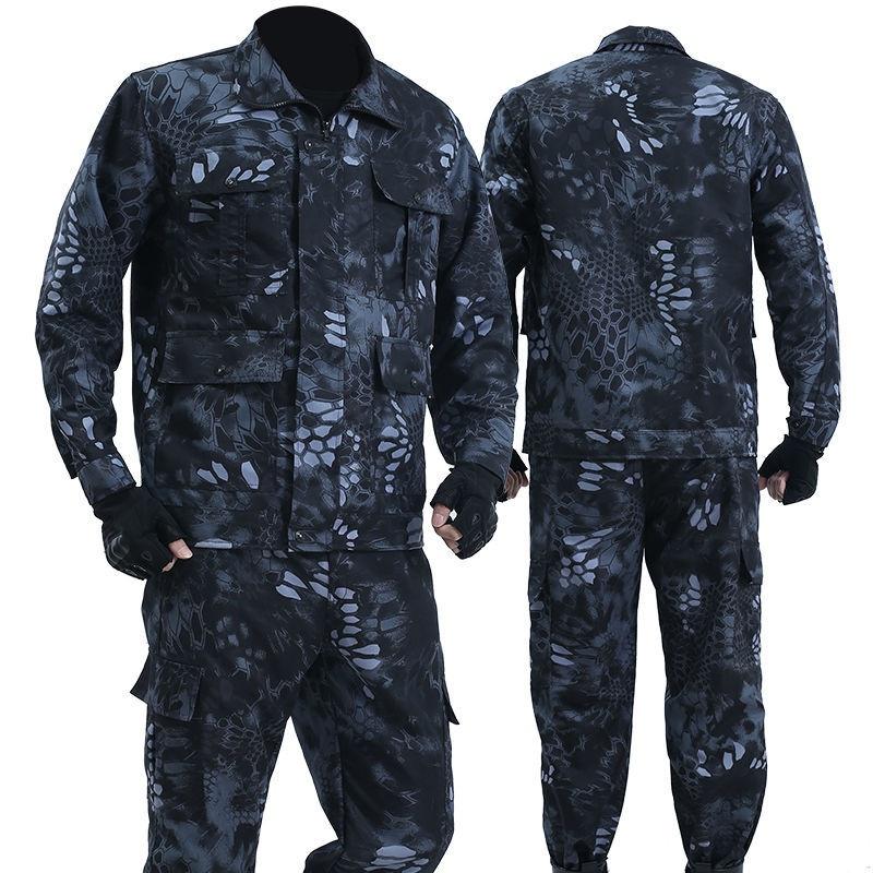 New Men's Black Python Pattern Camouflage Suit Army Special Forces Tactical Suit Wear Resistant Overalls Mountaineering Suit Military Soldier Suit