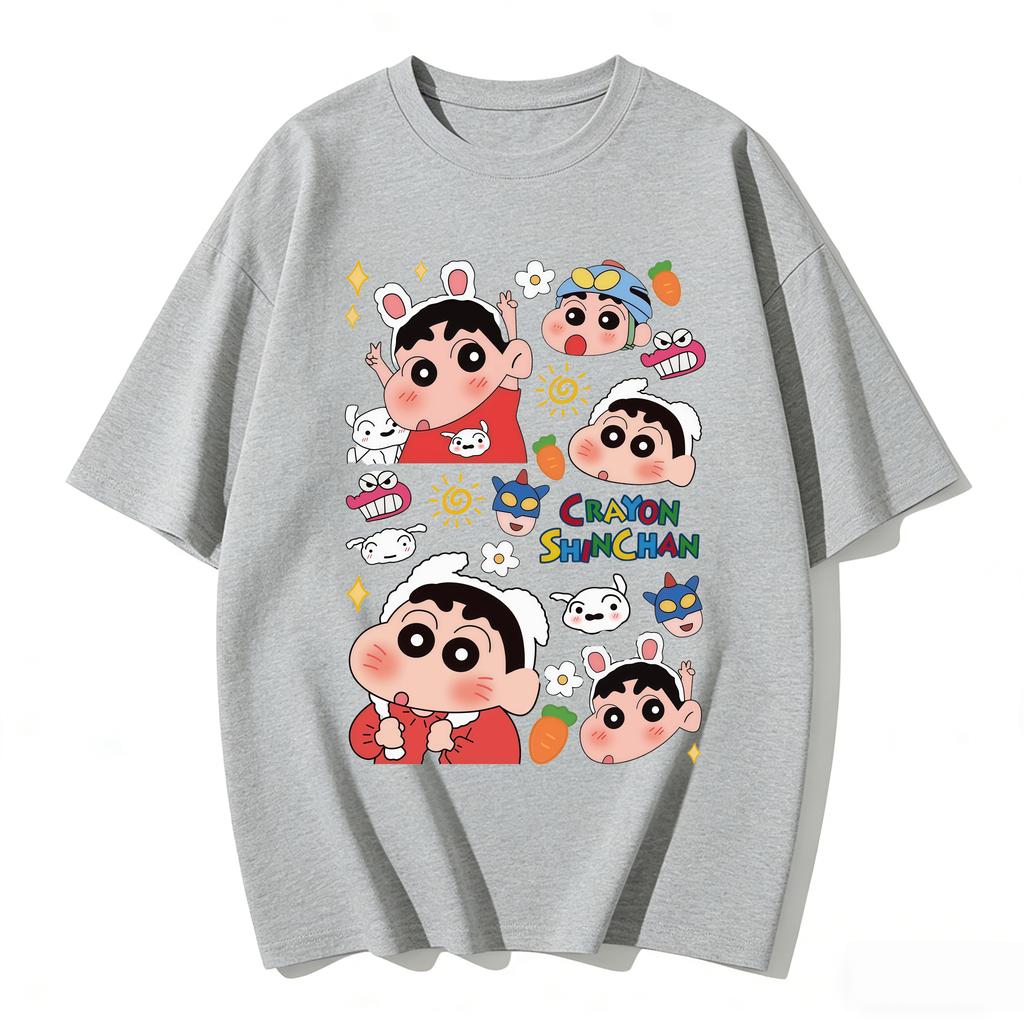 Crayon Shinchan Cute Cartoon T Shirt Unisex Women Kids Family Matching Tee Summer Casual Short Sleeve Cotton Top Fashion Streetwear