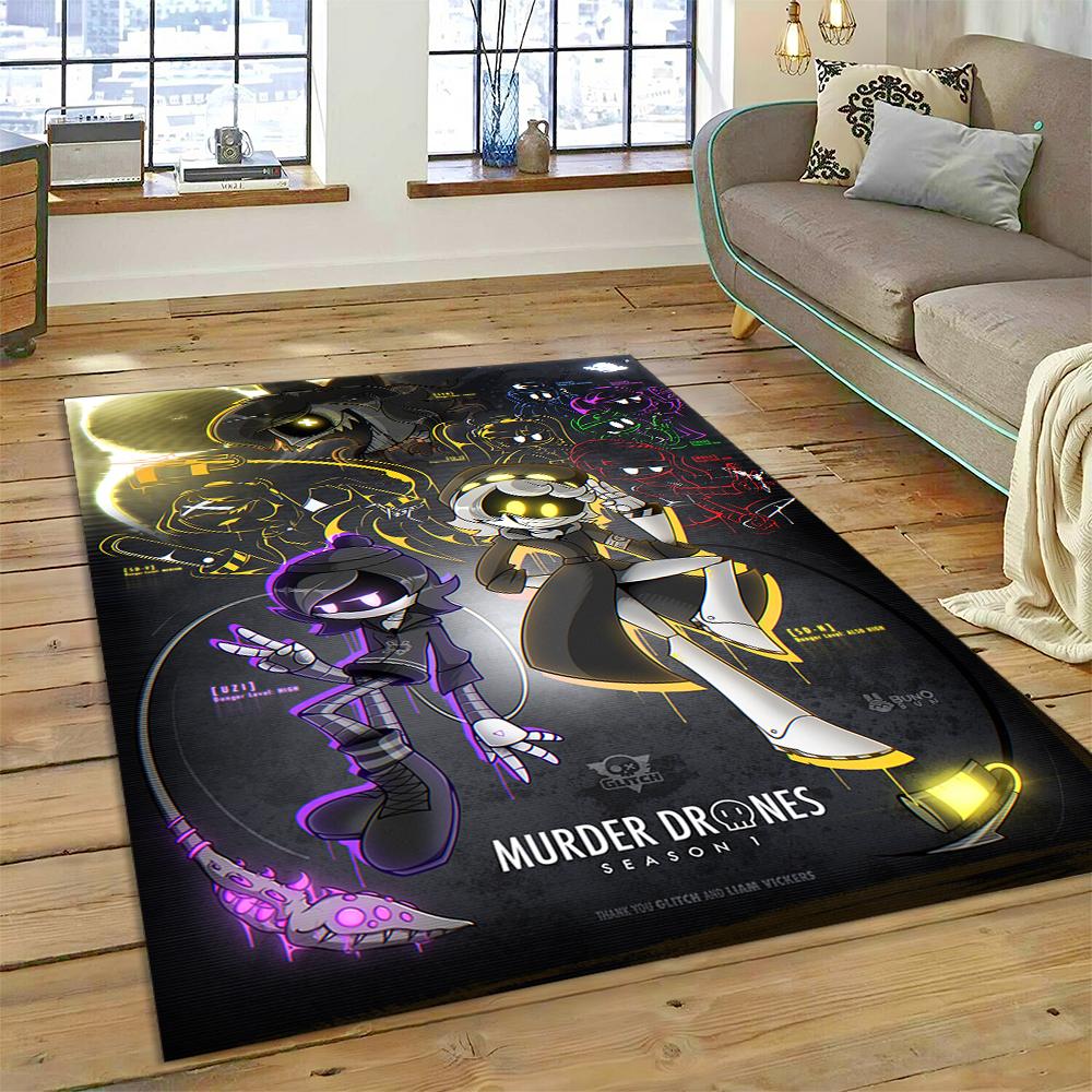 2025 New Style Murder Drones Uzi V Cartoon Robot Rug Carpet for Living Room Bedroom Home Decor, Floor Mat Non-slip Sofa Doormat