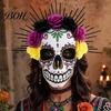 Sugar Skull Mask Mardi Gras Mask, Venetian Party Floral Masquerade Masks for Halloween Cosplay Mexican Lightweight EVA