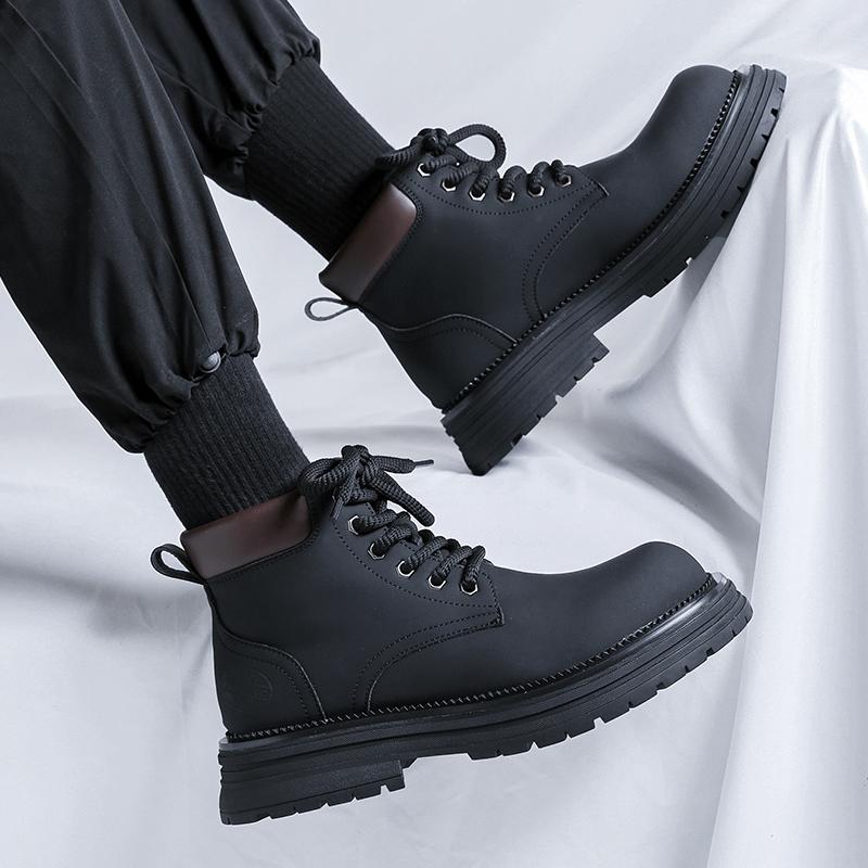Модные новые винтажные рабочие ботинки для мужчин, высокие мужские кожаные ботинки в британском стиле, весна-осень, теплые новые дизайнерские туфли на платформе для мужчин