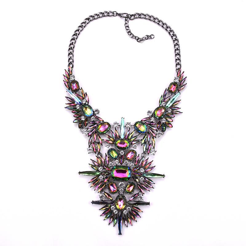 Fashion Exaggerated Necklace, Alloy Diamond-Encrusted Short Necklace, Crystal Jewelry