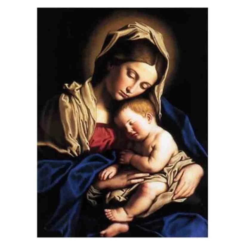 5D DIY Diamond Painting Maria and Baby Cross Stitch Kit Mosaic Diamond Embroidery Rose Full Round/Square Drill Home Decoration