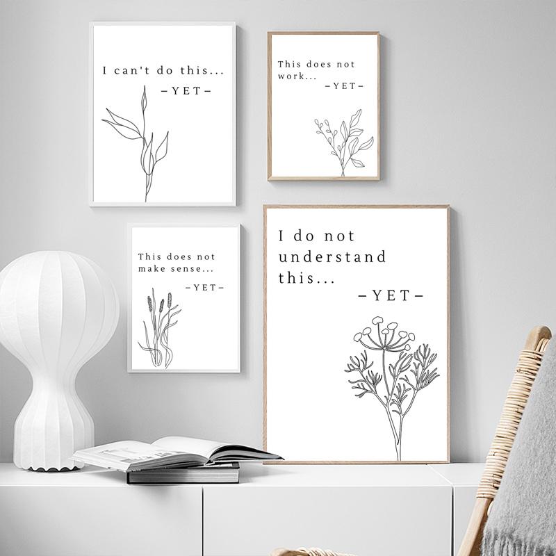 Картина на холсте в скандинавском стиле, минималистичный постер, девиз «Установка на рост», декоративные картины, мотивационное настенное искусство, картина для комнаты