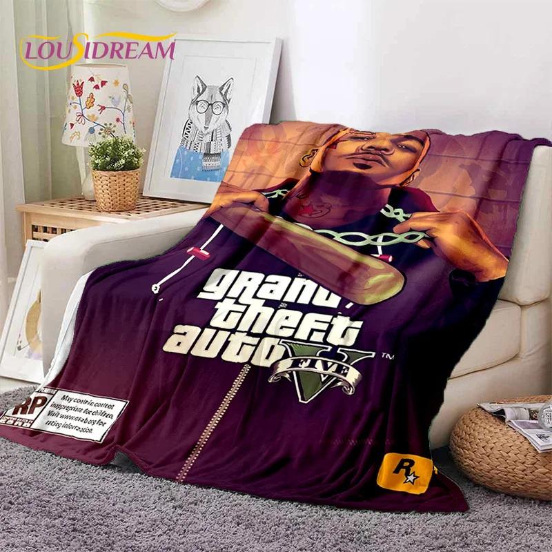 Игровой плед GTA Grand Theft Auto, Мягкий плед для геймеров, Согревающий плед, Удобный плед для пикника, кроватей, дивана, домашней спальни, Подарок