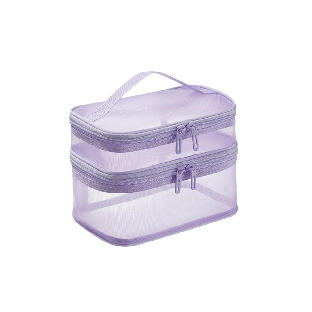 1/2/3 Layers Mesh Cosmetic Bags Zipper Perspective Makeup Bag Casual Cosmetic Storage Bag Women