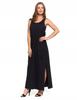 Women's Maxi Cotton Dress Comfortable with Side Slit Loose MORAJ L BLACK