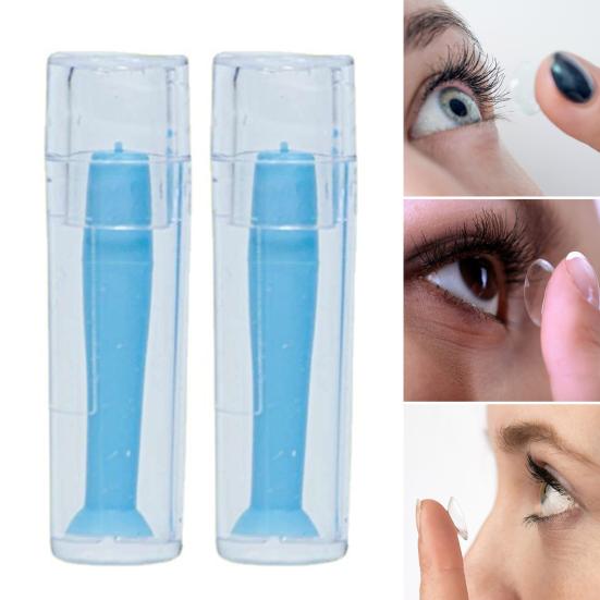1/6/12Pcs Contact Lens Plunger Sufficient Quantity Easy Contact Lens Removal Tool with Strong Suction Power Clear Blue Silicone Lens Remover for Safe