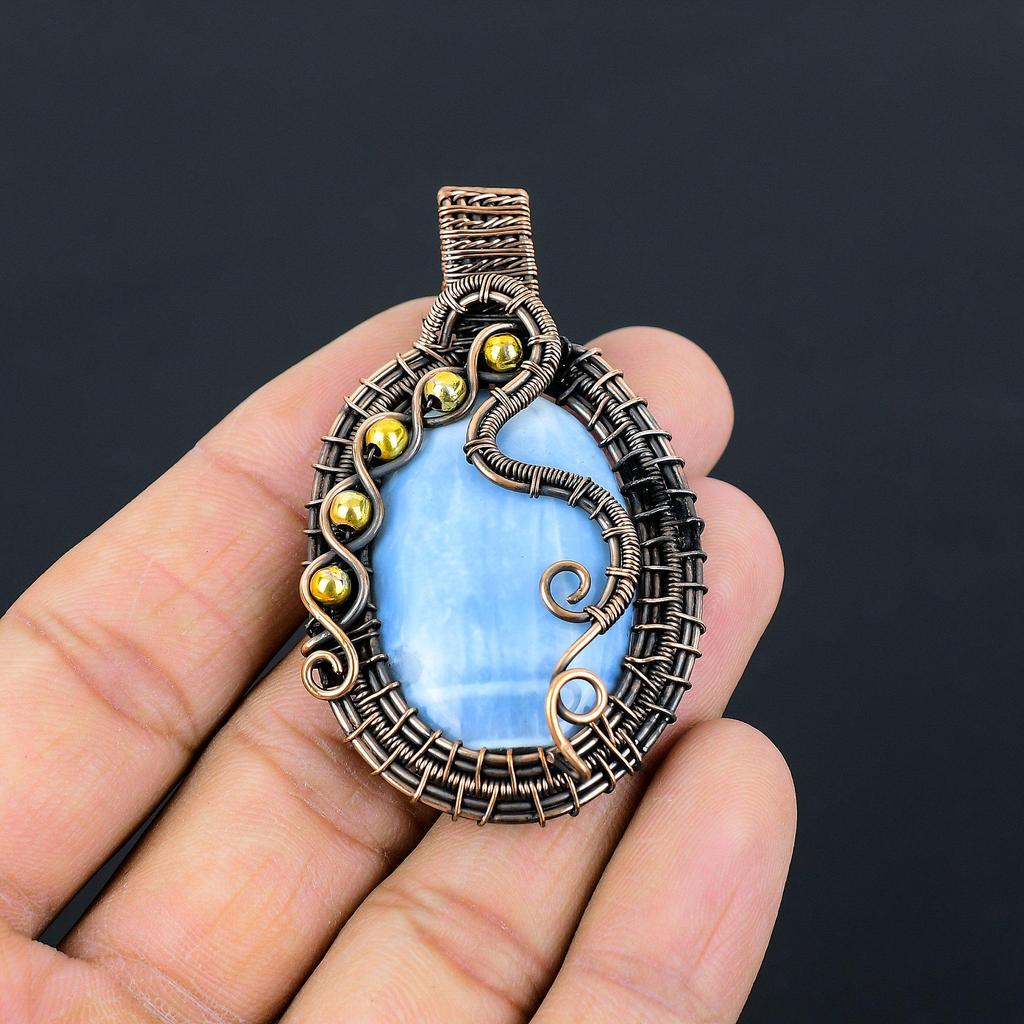 Owyhee опал драгоценный камень чистая медная проволока обернутая подвеска ручной работы ювелирные изделия для подарка