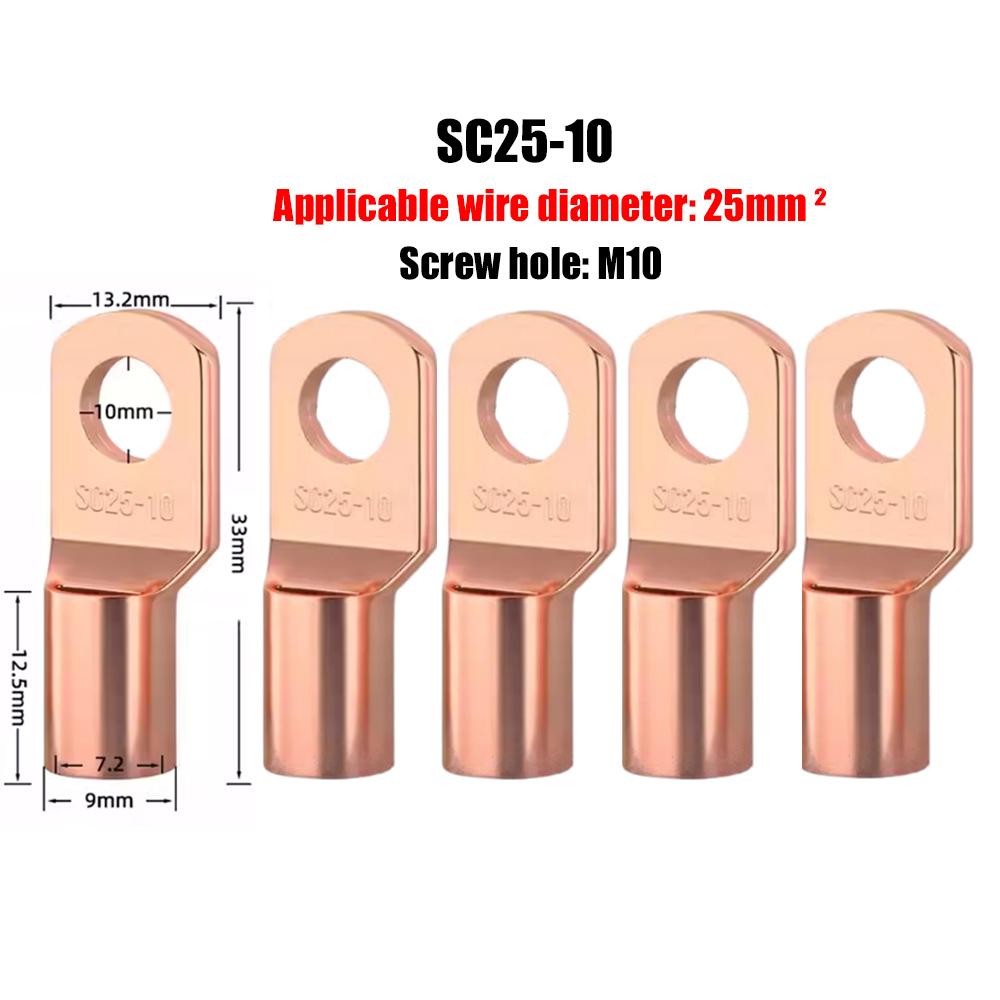 JCD 5/10/20pcs Copper Lug Ring Wire Connectors Bare Cable Electric Crimp Terminal SC4-6 SC6-6 SC6-8 SC10-6 SC16-6 SC16-8 SC25-8