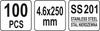 Stainless steel clamps 4.6x250mm100pcs YT-70562 YATO