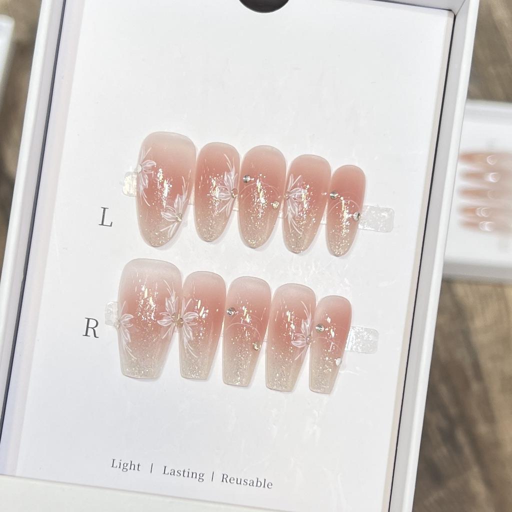 Hand-woven Armor French Ice-Transparent Nude Blush Manicure Removable Armor Plate