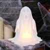 Подсвечник Привидение со светодиодной свечой Жуткий подсвечник Привидение Беспламенная свеча для осенних ночей Украшение на Хэллоуин