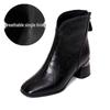 2025 British-Style Women's Chunky Heel Soft Leather Ankle Boots - Comfortable, Warm, Square Toe for Autumn/Winter