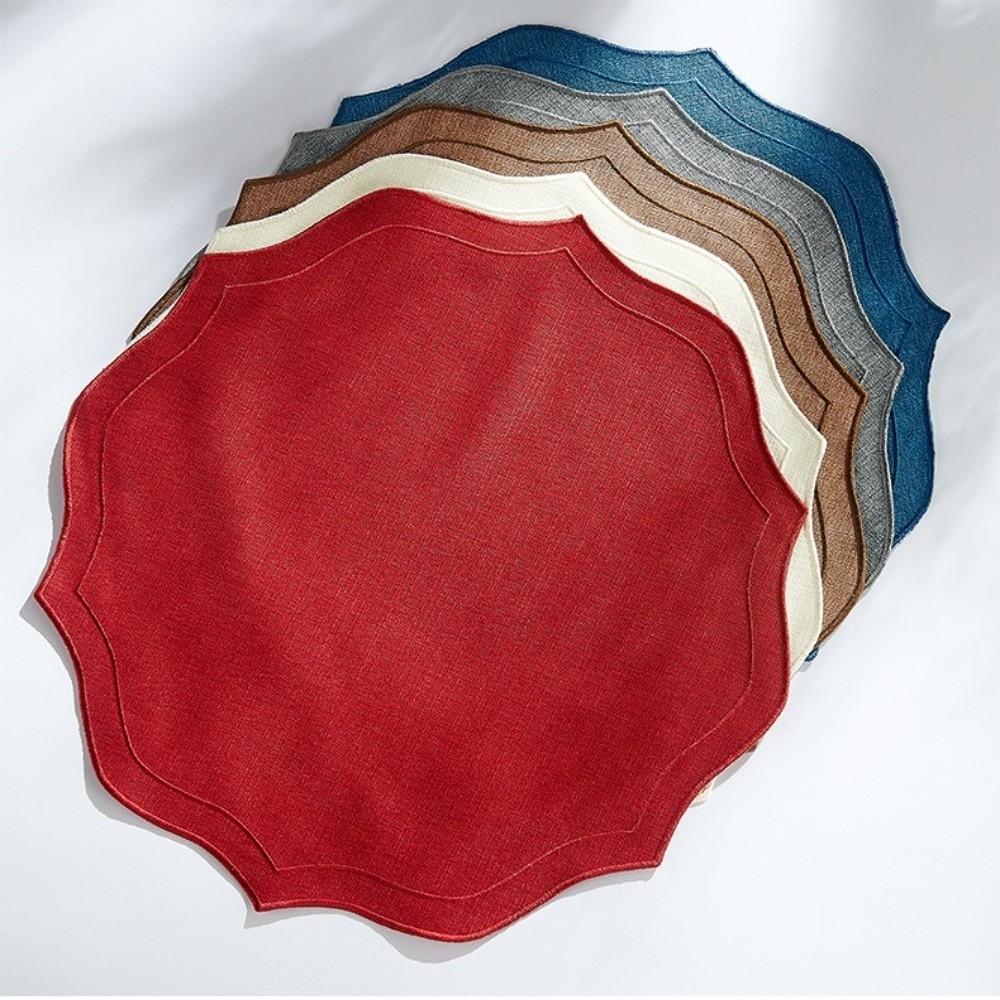 Anti-Slip Linen Embroidered Placemats 39×39cm Cotton Linen Table Mats Dining Mats  Dining Table Use