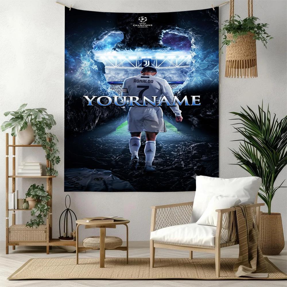 Cristiano Ronaldo Custom Your Name Wall Decor Tapestry Art For Pet Memorial Birthdaywedding Party Backdrop Family Gift