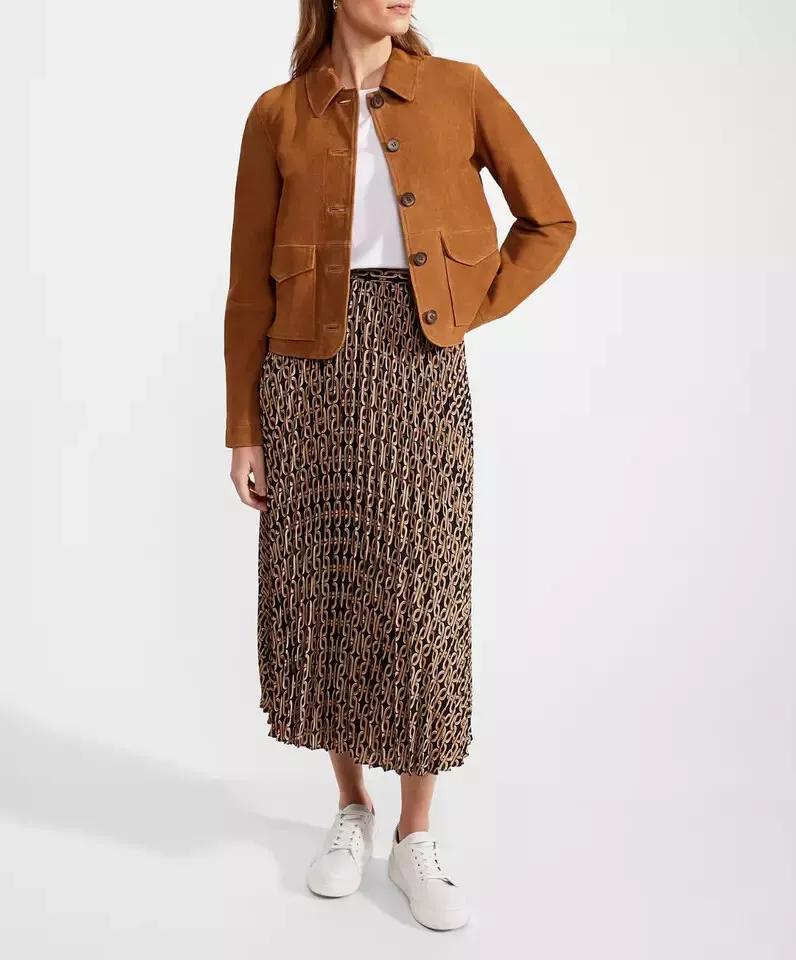 Genuine Soft Pure Suede Brown Leather Shirt Biker Casual Classy Handmade Women