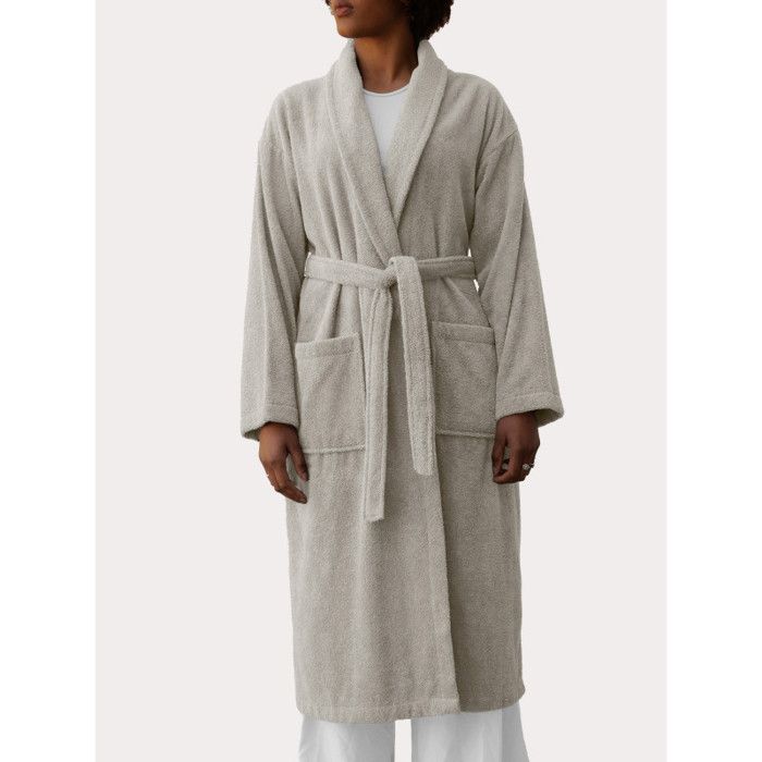 Peignoir col châle Eponge coton 380 gr/m² "Naïa" Vent du sud - Lin - Taille M