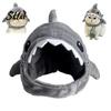 Funny Halloween Cat Apparel Shark Hood Hat, Winter Plush Warm Headgear, Cozy Cute Hat Accessory for Cats Small Dogs Fun Photo Props Lightweight