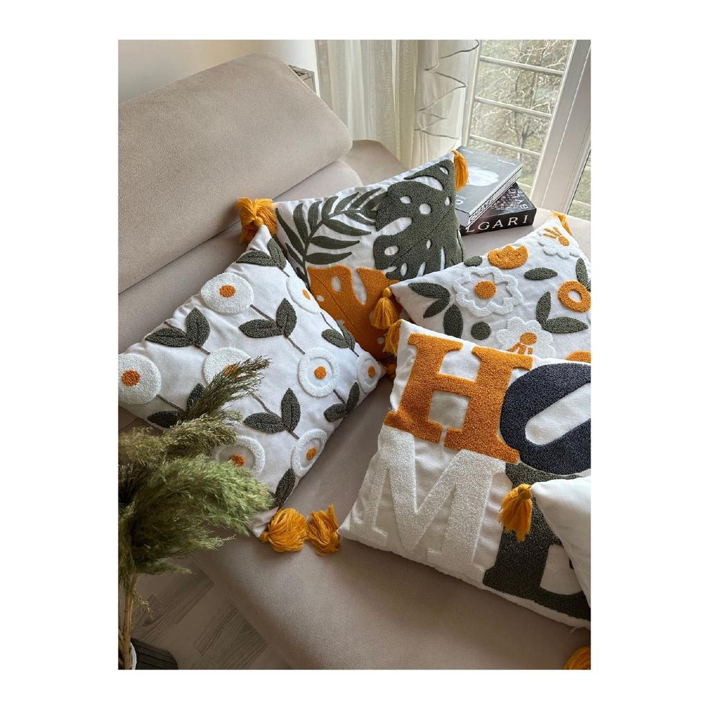 Bugi Home Collection Punch Embroidered Throw Pillow Cover