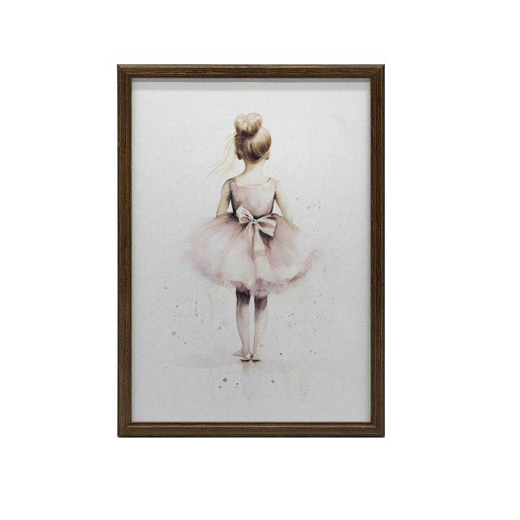 Różowa Balerina - Tańcząca Księżniczka Różowa Balerina - Tańcząca Księżniczka, 70X100 Cm, Rama Drewniana Ciemny Brąz, Papier Matowy 230 Gsm