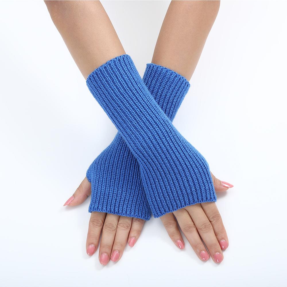Women Long Fingerless Gloves Knitted Mitten Hand Warmers Winter Warm Wool Knitting Half Finger Gloves Unisex Arm Sleeve