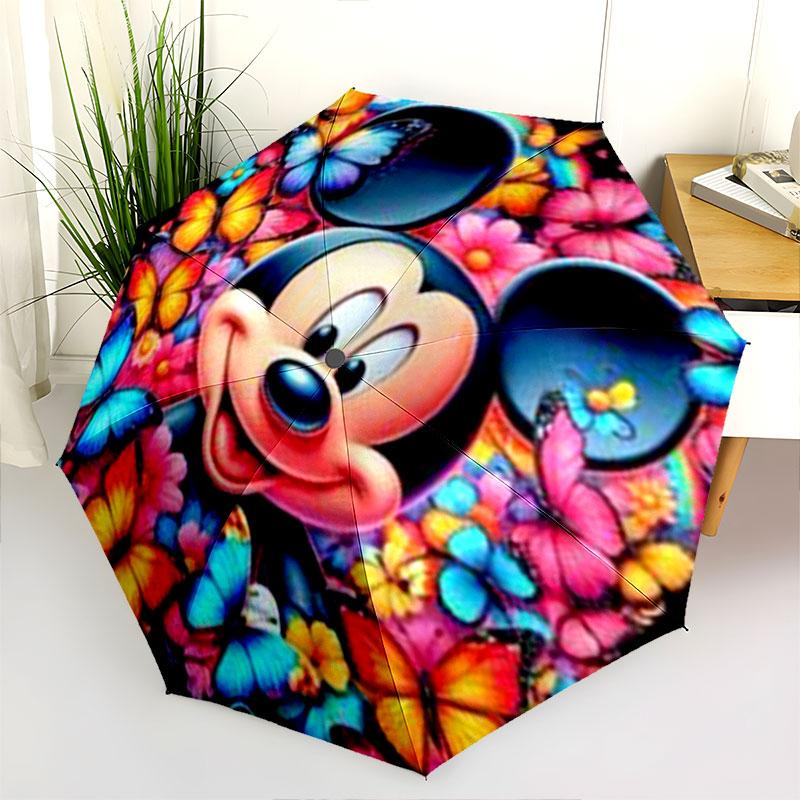 Mickey Mouse Graffiti Pattern Umbrella, Portable Semi-automatic Folding Umbrella, The Perfect Gift for Parents and Friends.