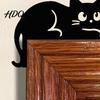 Прочные металлические настенные украшения Кошачья дверная верхушка Рамка с милыми кошками Декор Черное искусство Современный стиль Фермерский дом Подвесное искусство Минималистичное украшение для дома для
