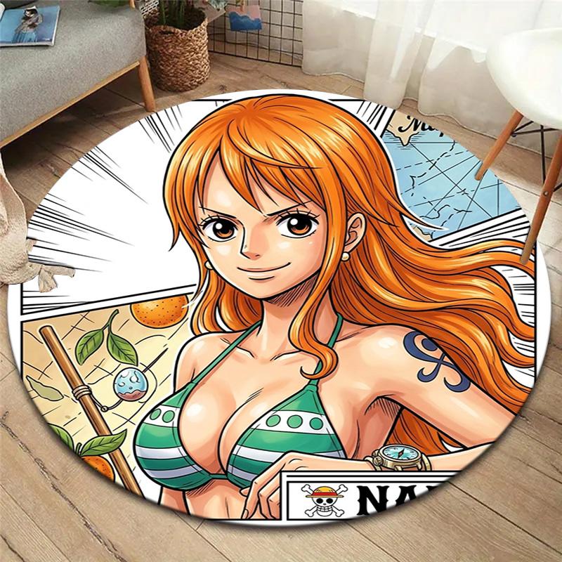 One Piece Poster Round Area Rug Carpet Rug For Living Room Bedroom Sofa Playroom Decor Nonslip Floor Mat