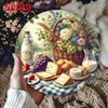 Металлическое настенное искусство Декор для кухни Рустик Дизайн с едой 8x8 дюймов Алюминиевая пластина Сыр Хлеб Виноград