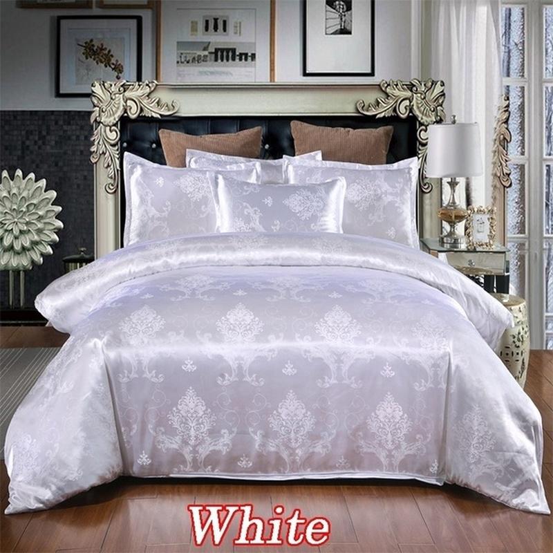 Роскошный шелковый жаккардовый пододеяльник и набор подушек, пододеяльник, одинарный, двойной, двойной, полный, королевский, королевский, размер, пододеяльник