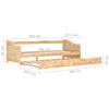 Extendable Sofa Bed Frame Pine Wood 90*200 cm