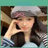 Elegant Korean Style Plaid Bowknot Cloud Beret Hat For Women And Men Spring Fashion