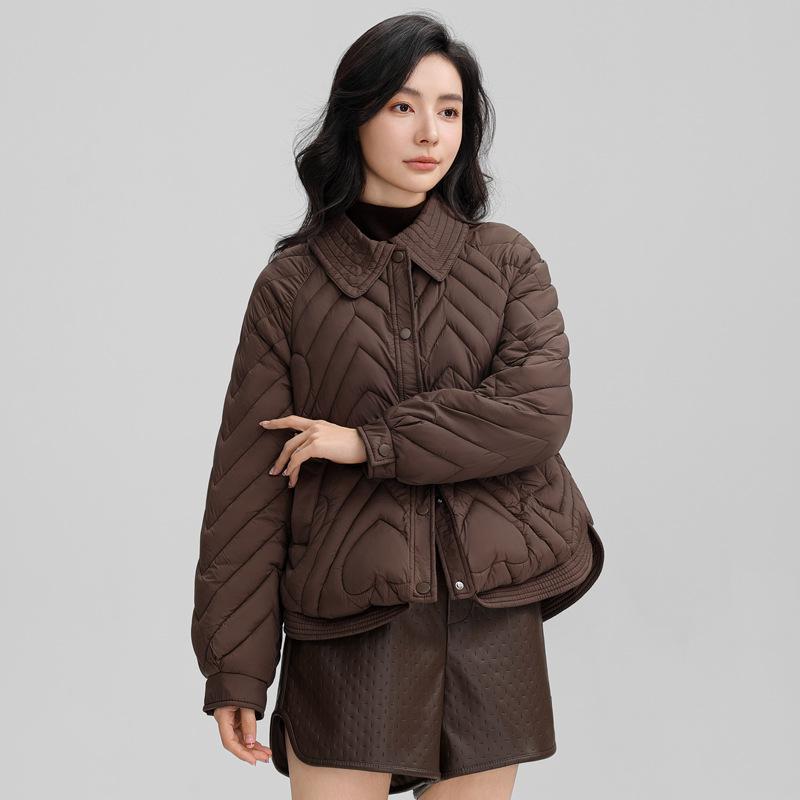 Real Winter New Product Small Cotton-padded Clothes Lapel Temperament Light and Thin Short Thin Down Cotton-padded Clothes