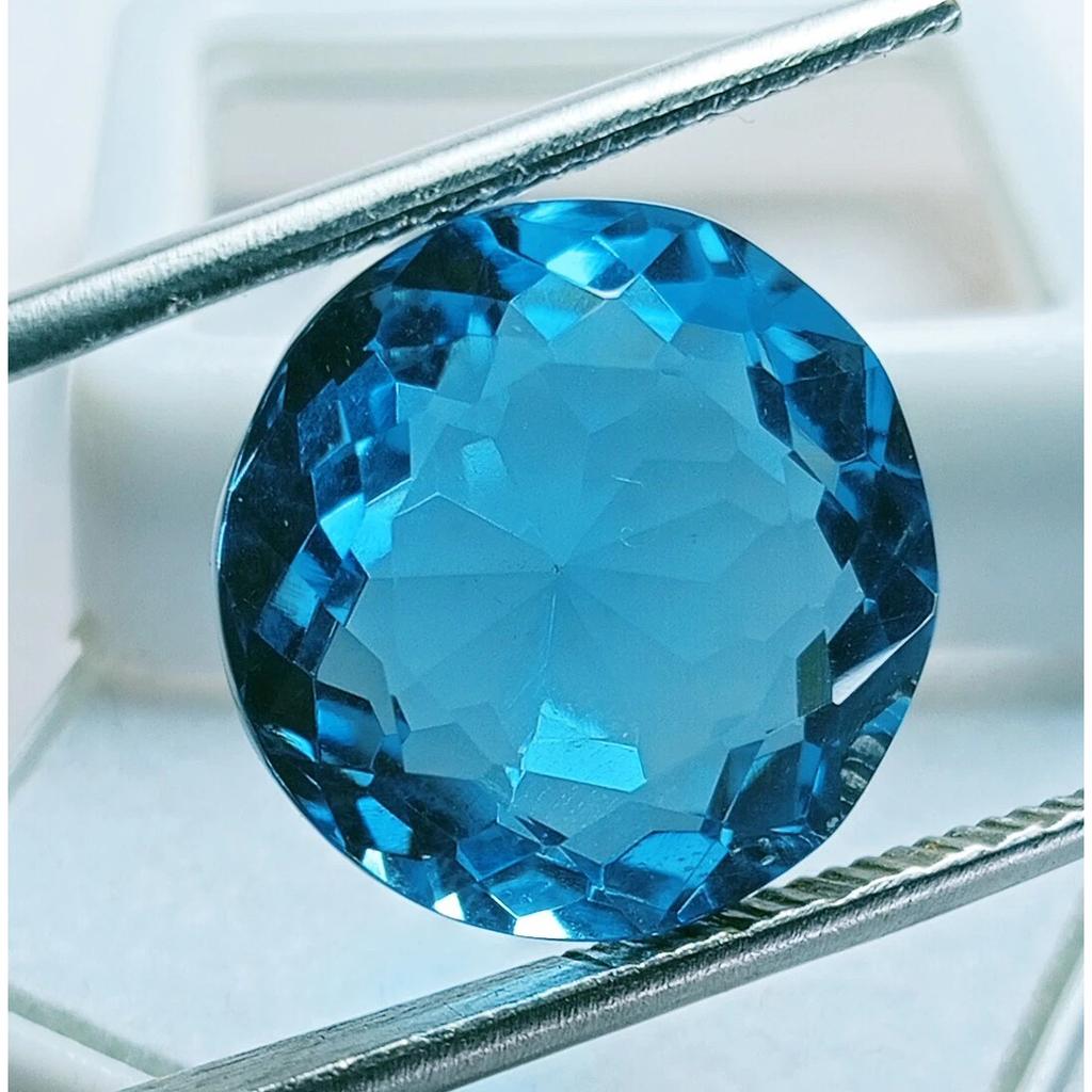 Rare Brazilian Blue Topaz Natural Round Cut 13 Ct+ Certified Loose Gemstone