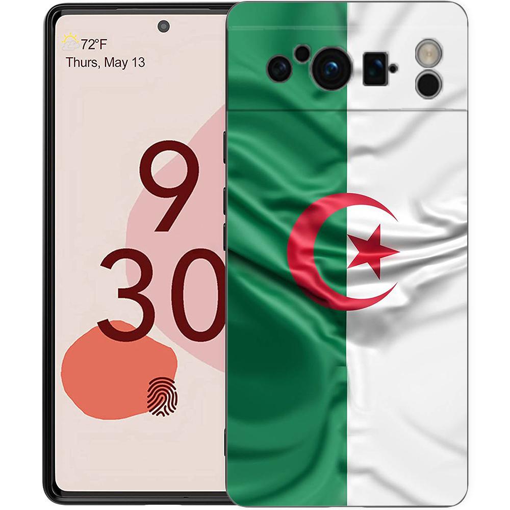 Чехол для телефона для Google Pixel 8 A 7 6 Pro 6A 5G Черный Мягкий Ударопрочный Чехол-накладка Силиконовый TPU Чехол Кок Флаг Алжира