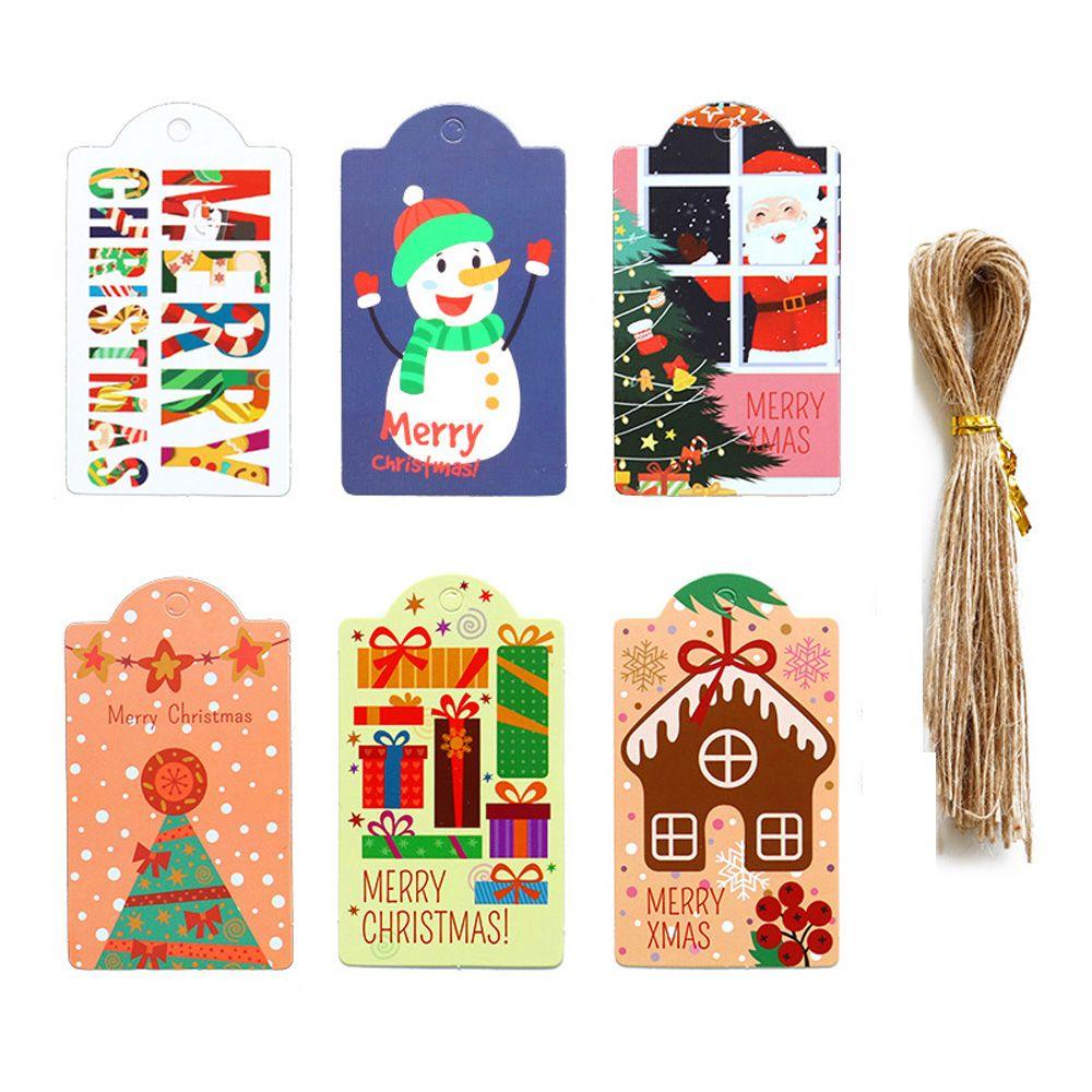 Упаковочные материалы из крафт-бумаги, подарочная упаковка Санта-Клауса, подвесные бирки, рождественские этикетки, рождественская бирка