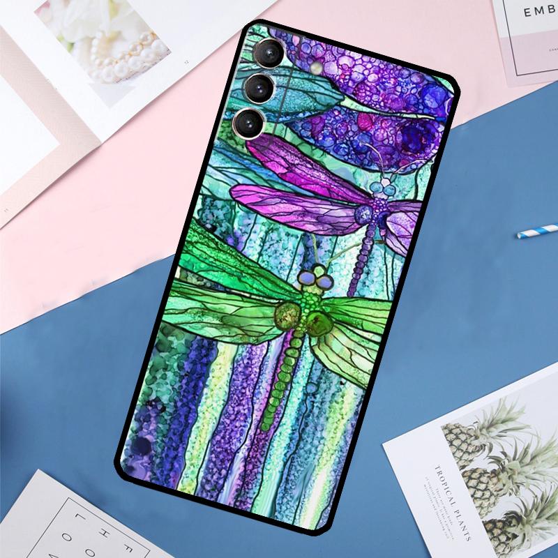 Luxury Dragonfly Case For Samsung Galaxy S24 Ultra S20 S21 S22 S23 S25 Ultra S9 S10 Plus S25 FE Back Cover