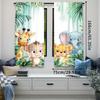 2Pcs Whimsical Cartoon Animal Safari Park Print Curtains Cartoon Safari Zoo Theme For Living Room Bedroom