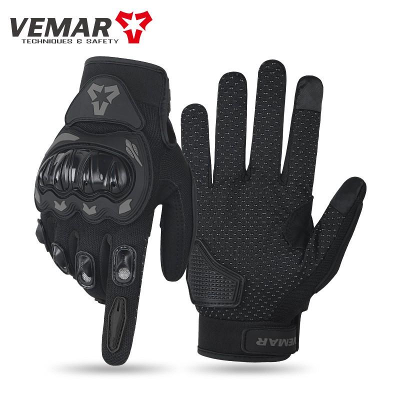 Mens Full Finger Motorcycle Gloves Anti-Slip Crash Protection Breathable Touchscreen Compatible All Season Riding Gear